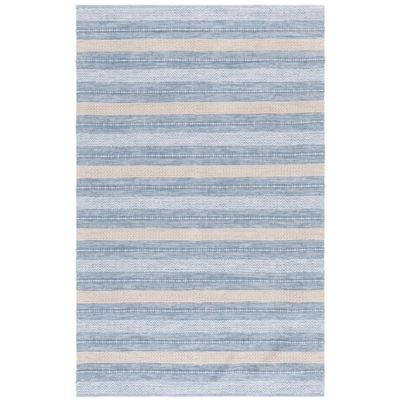 SAFAVIEH Montauk Marin Striped Cotton Area Rug, Silver/Ivory, 4' x 6'