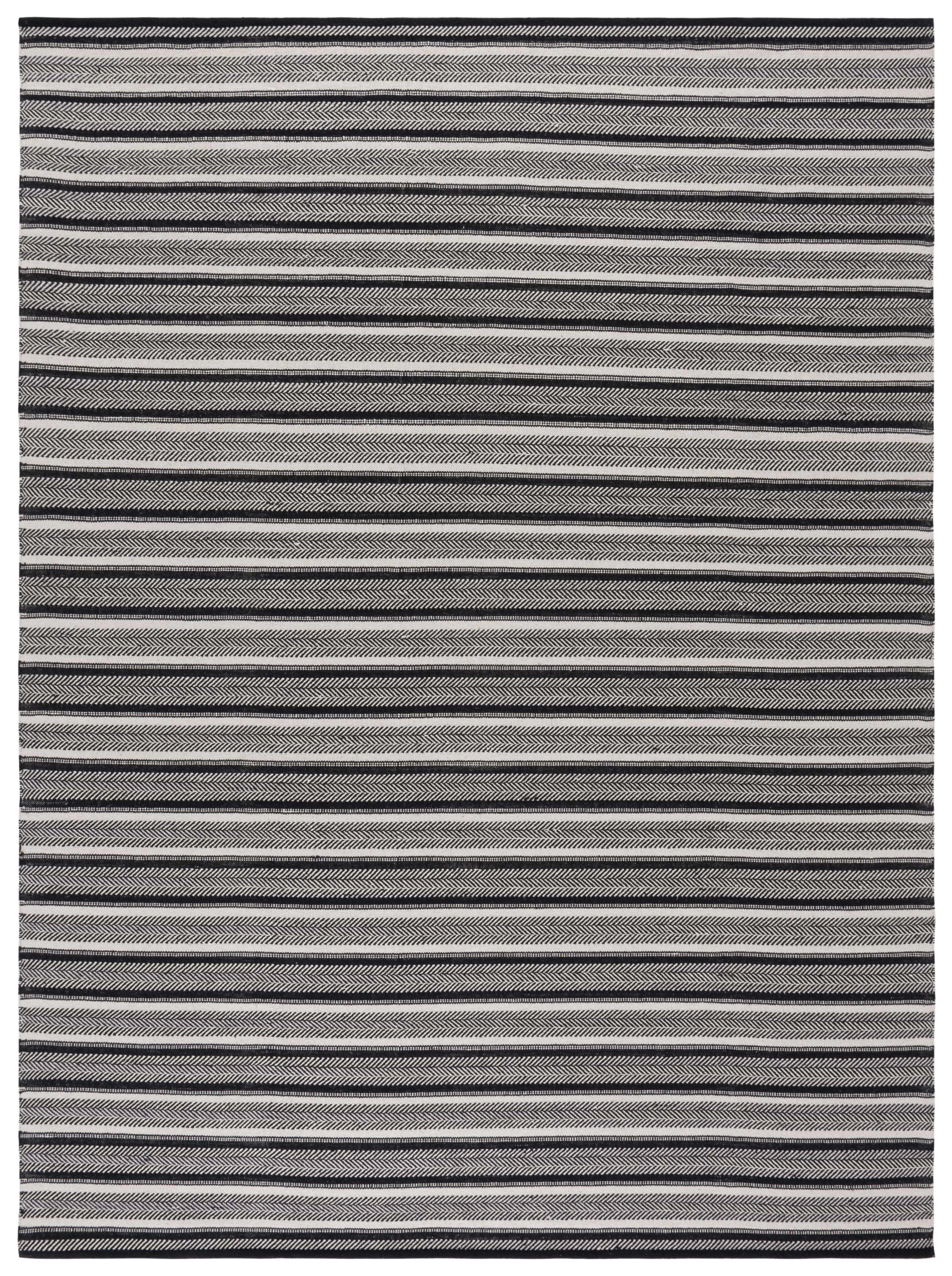 Coastal Montauk 8' x 10' Black and Ivory Handwoven Wool-Cotton Rug