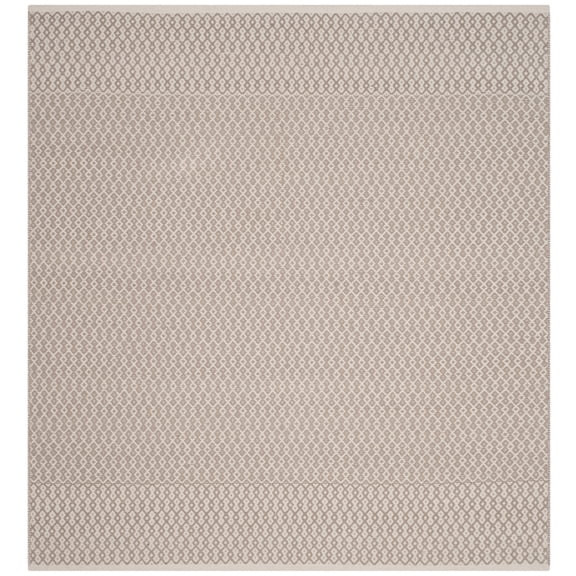 SAFAVIEH Montauk Nazca Geometric Cotton Area Rug, Ivory/Grey, 4' x 4' Square