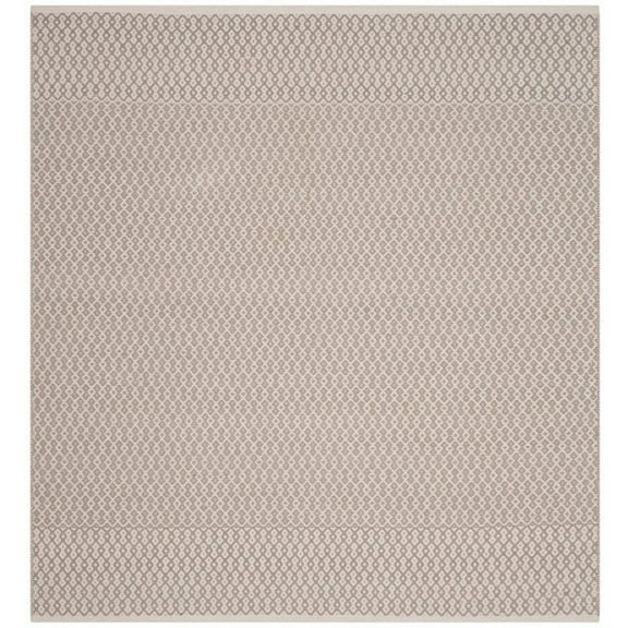 SAFAVIEH Montauk Nazca Geometric Cotton Area Rug, Ivory/Grey, 6' x 6' Square