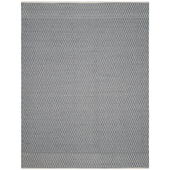 SAFAVIEH Montauk Nazca Geometric Cotton Area Rug, Ivory/Navy, 6' x 6' Square