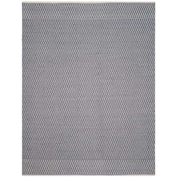 SAFAVIEH Montauk Nazca Geometric Cotton Area Rug, Ivory/Navy, 8' x 10'