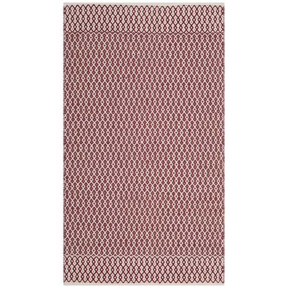 SAFAVIEH Montauk Nazca Geometric Cotton Area Rug, Ivory/Red, 2'3" x 4'