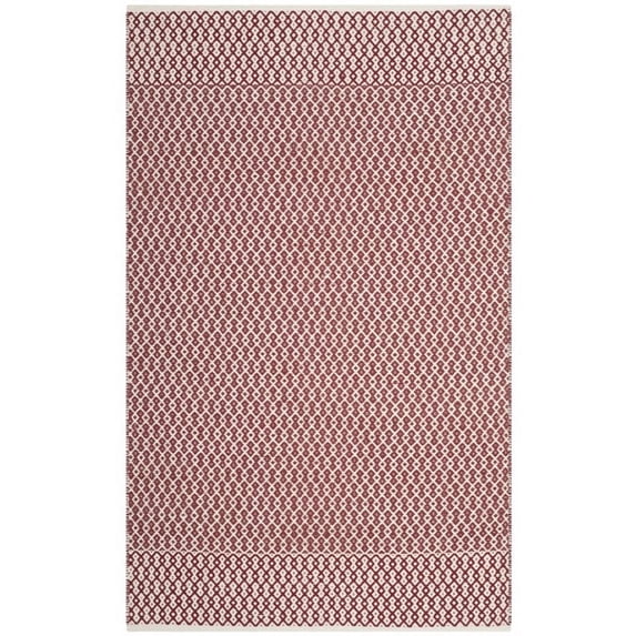 SAFAVIEH Montauk Nazca Geometric Cotton Area Rug, Ivory/Red, 4' x 6'