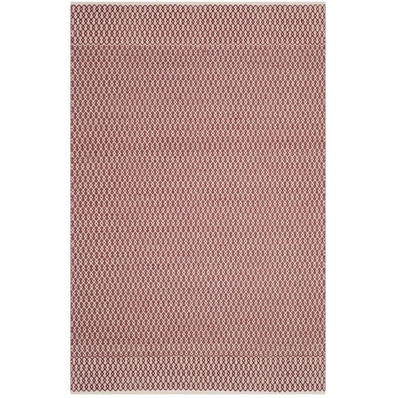 SAFAVIEH Montauk Nazca Geometric Cotton Area Rug, Ivory/Red, 6' x 9'