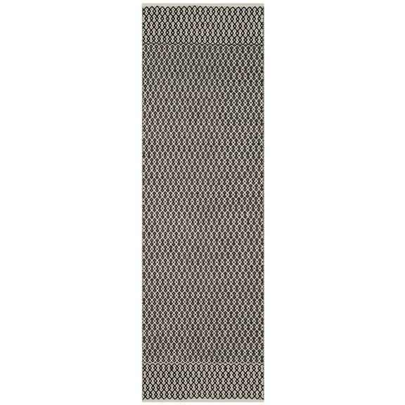 SAFAVIEH Montauk Nazca Geometric Cotton Runner Rug, Ivory/Black, 2'3" x 16'