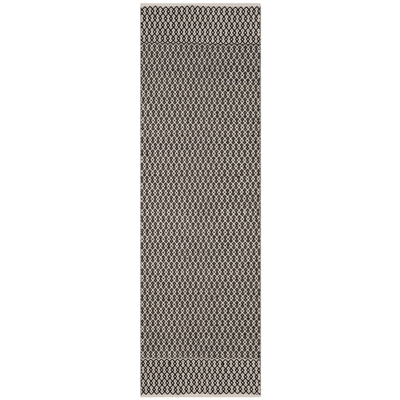 SAFAVIEH Montauk Nazca Geometric Cotton Runner Rug, Ivory/Black, 2'3" x 22'