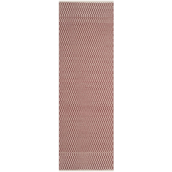 SAFAVIEH Montauk Nazca Geometric Cotton Runner Rug, Ivory/Red, 2'3" x 12'