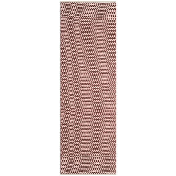 SAFAVIEH Montauk Nazca Geometric Cotton Runner Rug, Ivory/Red, 2'3" x 12'