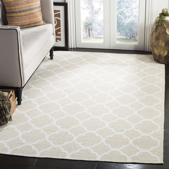 SAFAVIEH Montauk Nelson Geometric Cotton Area Rug, Beige/Ivory, 3' x 5'