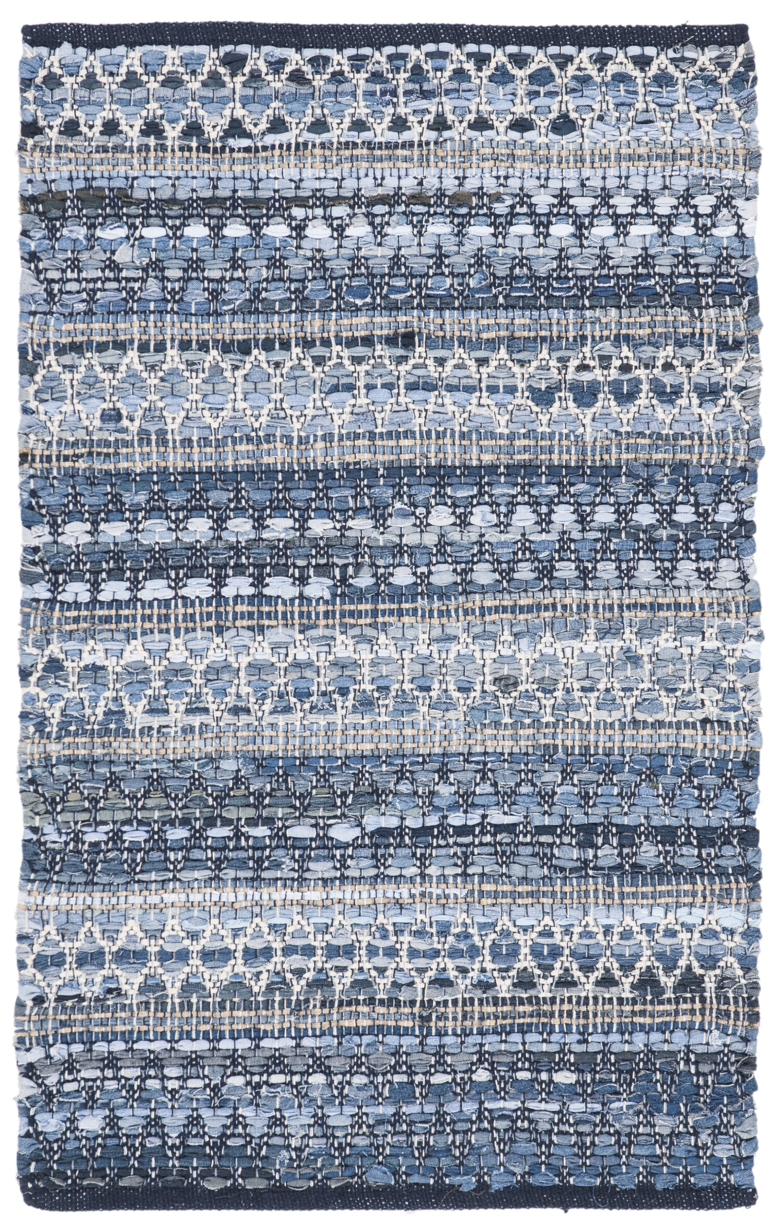 SAFAVIEH Montauk Nicholas Braided Striped Area Rug, Blue, 3' x 5'