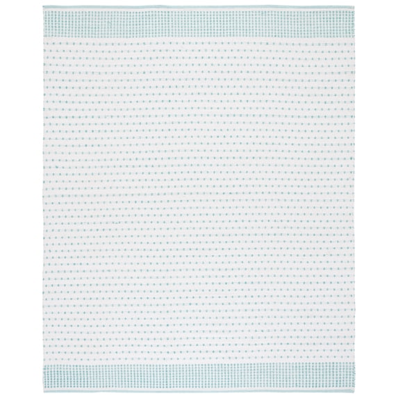 SAFAVIEH Montauk Nuala Abstract Dots Cotton Area Rug, Aqua/Ivory, 3' x 5'