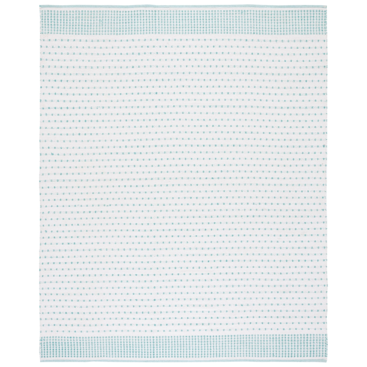 Coastal Charm Ivory & Light Blue Handwoven Cotton Rug 8' x 10'