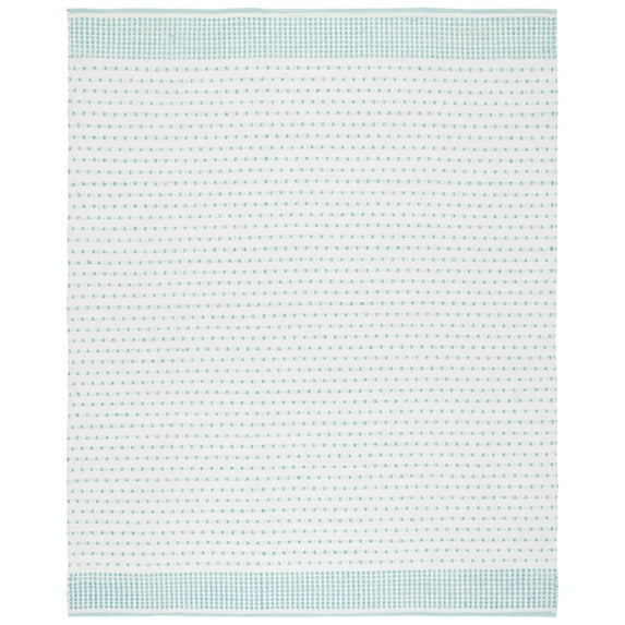 SAFAVIEH Montauk Nuala Abstract Dots Cotton Area Rug, Aqua/Ivory, 8' x 10'