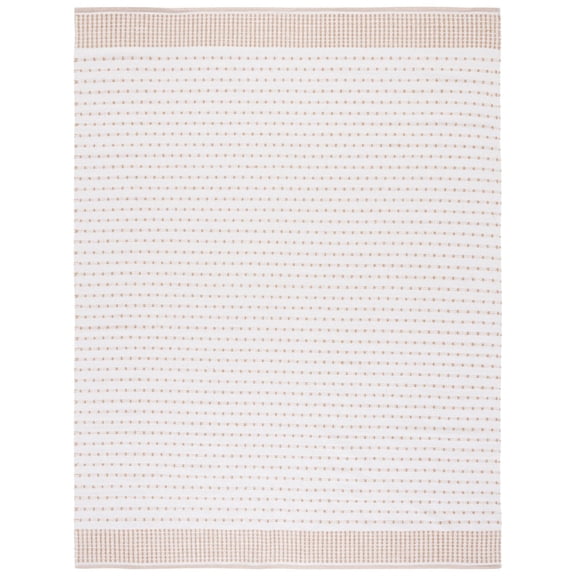 SAFAVIEH Montauk Nuala Abstract Dots Cotton Area Rug, Beige/Ivory, 8' x 10'