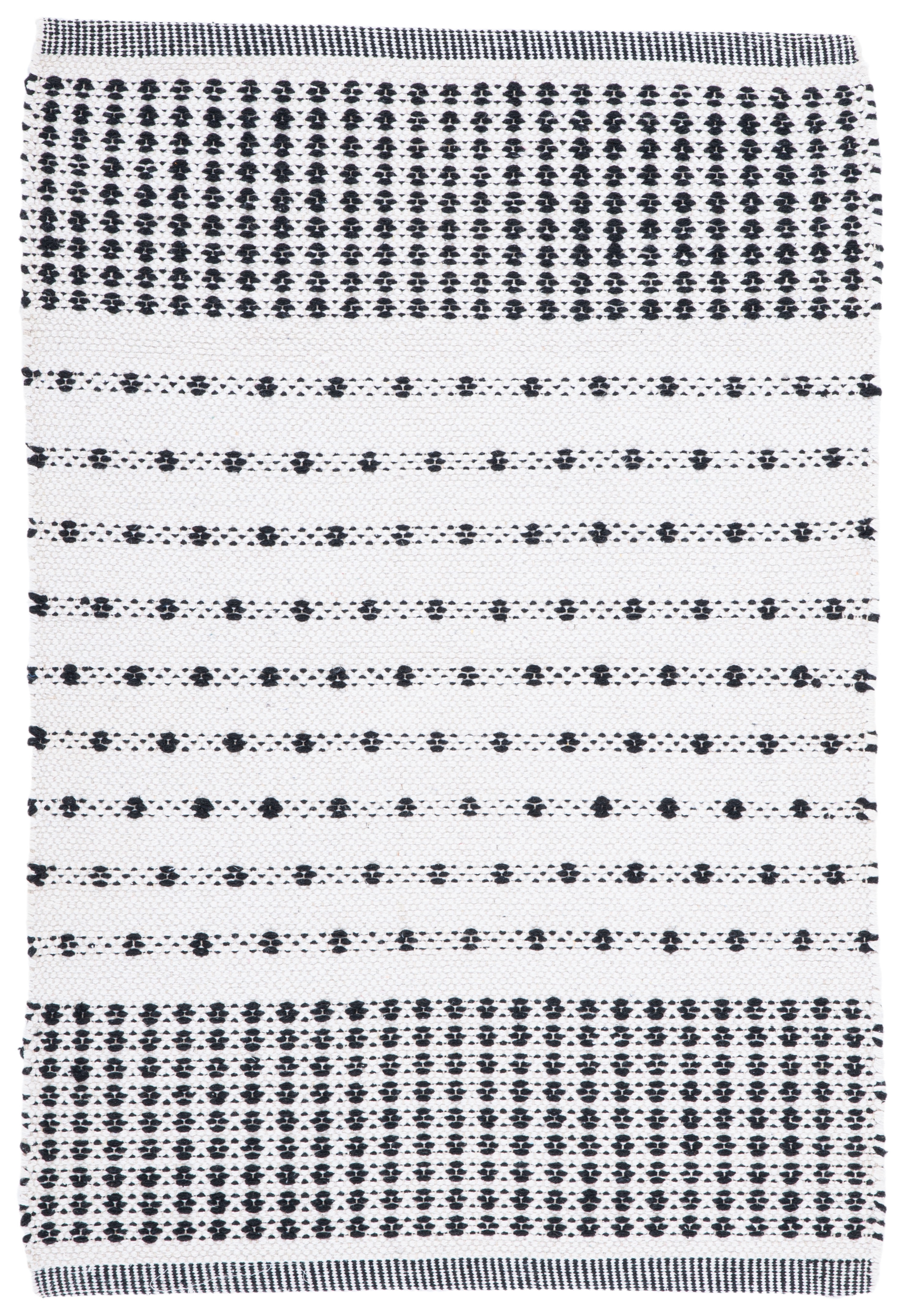 Coastal Charm Black & Ivory Cotton Handwoven Rug - 3x5 Feet