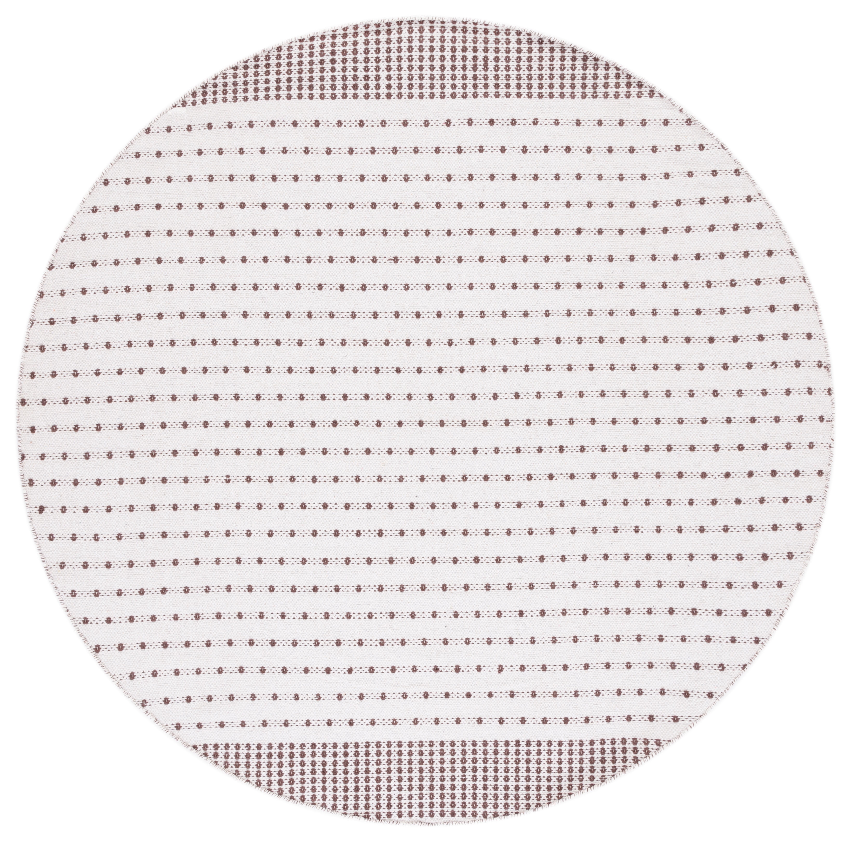 SAFAVIEH Montauk Nuala Abstract Dots Cotton Area Rug, Brown/Ivory, 6' x 6' Round