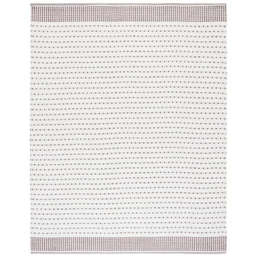 SAFAVIEH Montauk Nuala Abstract Dots Cotton Area Rug, Brown/Ivory, 6' x 9'