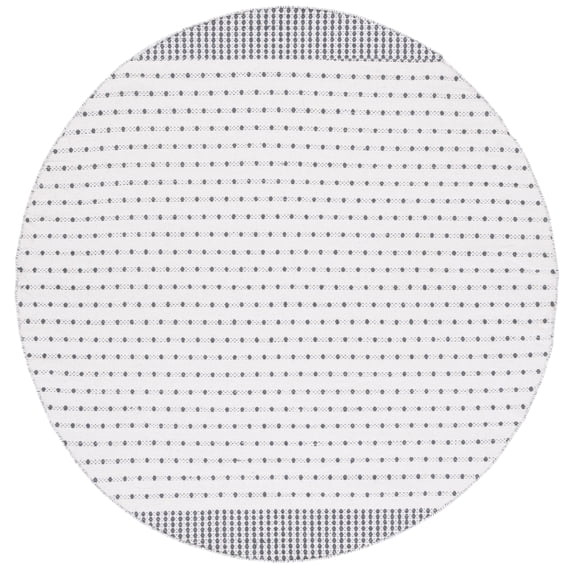 SAFAVIEH Montauk Nuala Abstract Dots Cotton Area Rug, Grey/Ivory, 6' x 6' Round