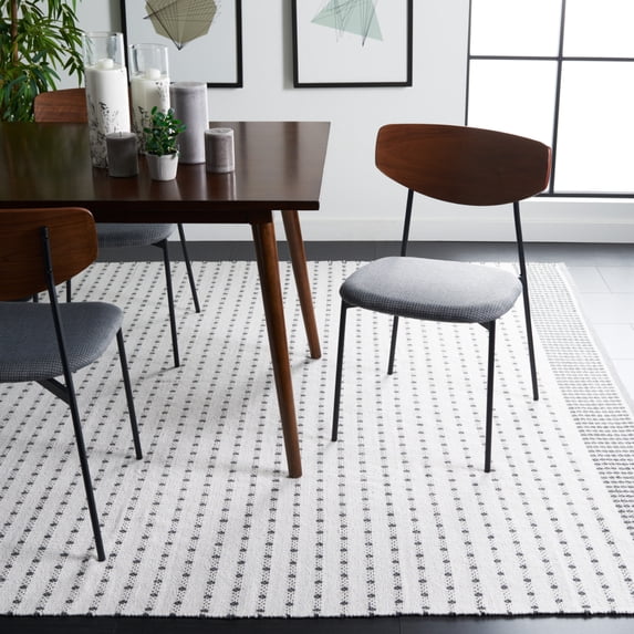 SAFAVIEH Montauk Nuala Abstract Dots Cotton Area Rug, Grey/Ivory, 8' x 10'