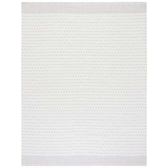 SAFAVIEH Montauk Nuala Abstract Dots Cotton Area Rug, Light Grey/Ivory, 3' x 5'