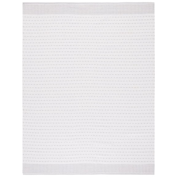 SAFAVIEH Montauk Nuala Abstract Dots Cotton Area Rug, Light Grey/Ivory, 8' x 10'