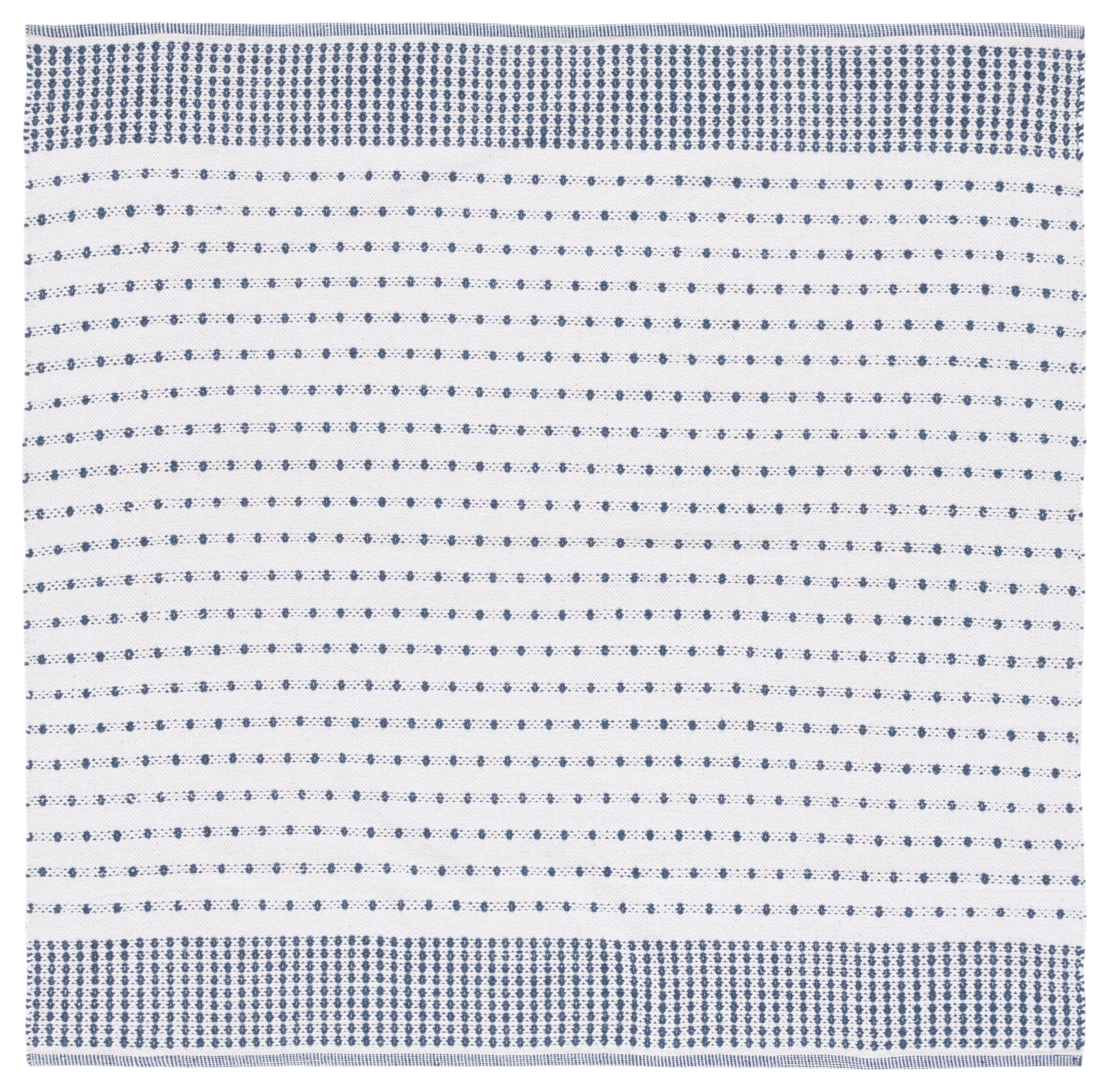 SAFAVIEH Montauk Nuala Abstract Dots Cotton Area Rug, Navy/Ivory, 6' x 6' Square