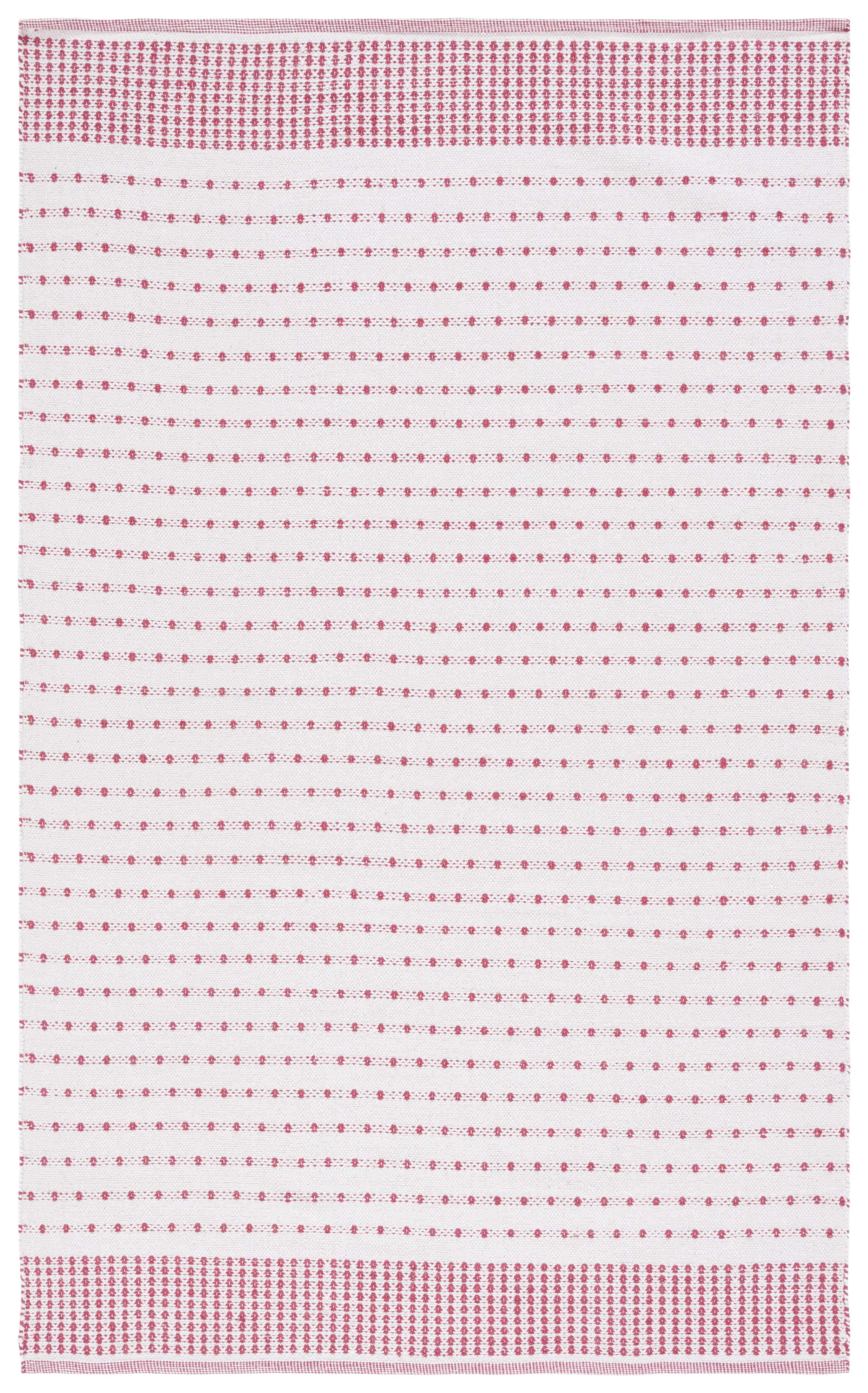 Handwoven Red and Ivory Cotton Rectangular Area Rug, 6' x 9'