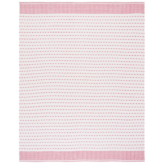 SAFAVIEH Montauk Nuala Abstract Dots Cotton Area Rug, Red/Ivory, 8' x 10'