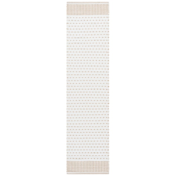 SAFAVIEH Montauk Nuala Abstract Dots Cotton Runner Rug, Beige/Ivory, 2'3" x 9'