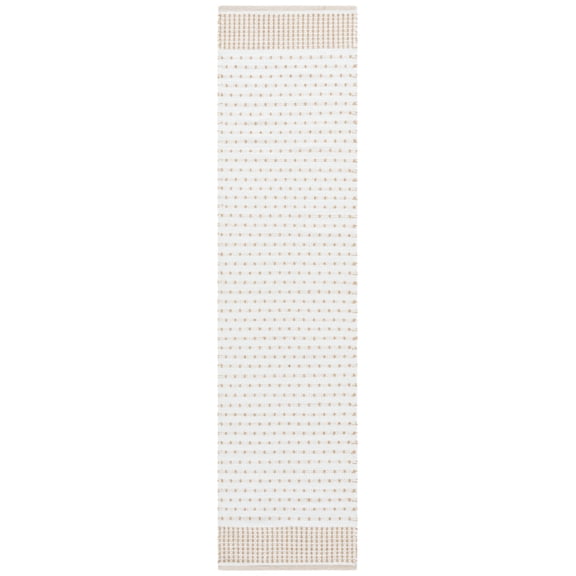 SAFAVIEH Montauk Nuala Abstract Dots Cotton Runner Rug, Beige/Ivory, 2'3" x 9'