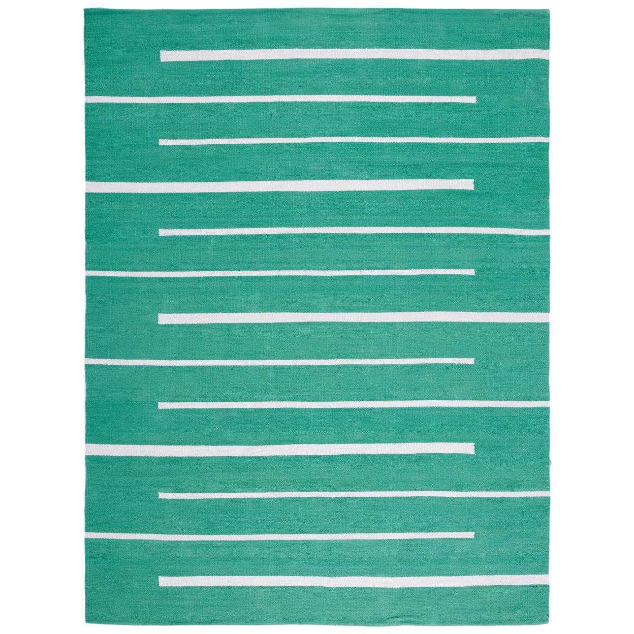SAFAVIEH Montauk Oswald Geometric Striped Cotton Area Rug, Dark Green/Ivory, 5' x 8'