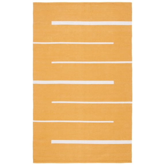 SAFAVIEH Montauk Oswald Geometric Striped Cotton Area Rug, Gold/Ivory, 4' x 6'