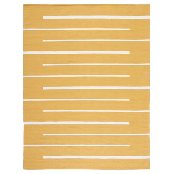 SAFAVIEH Montauk Oswald Geometric Striped Cotton Area Rug, Gold/Ivory, 6' x 6' Round