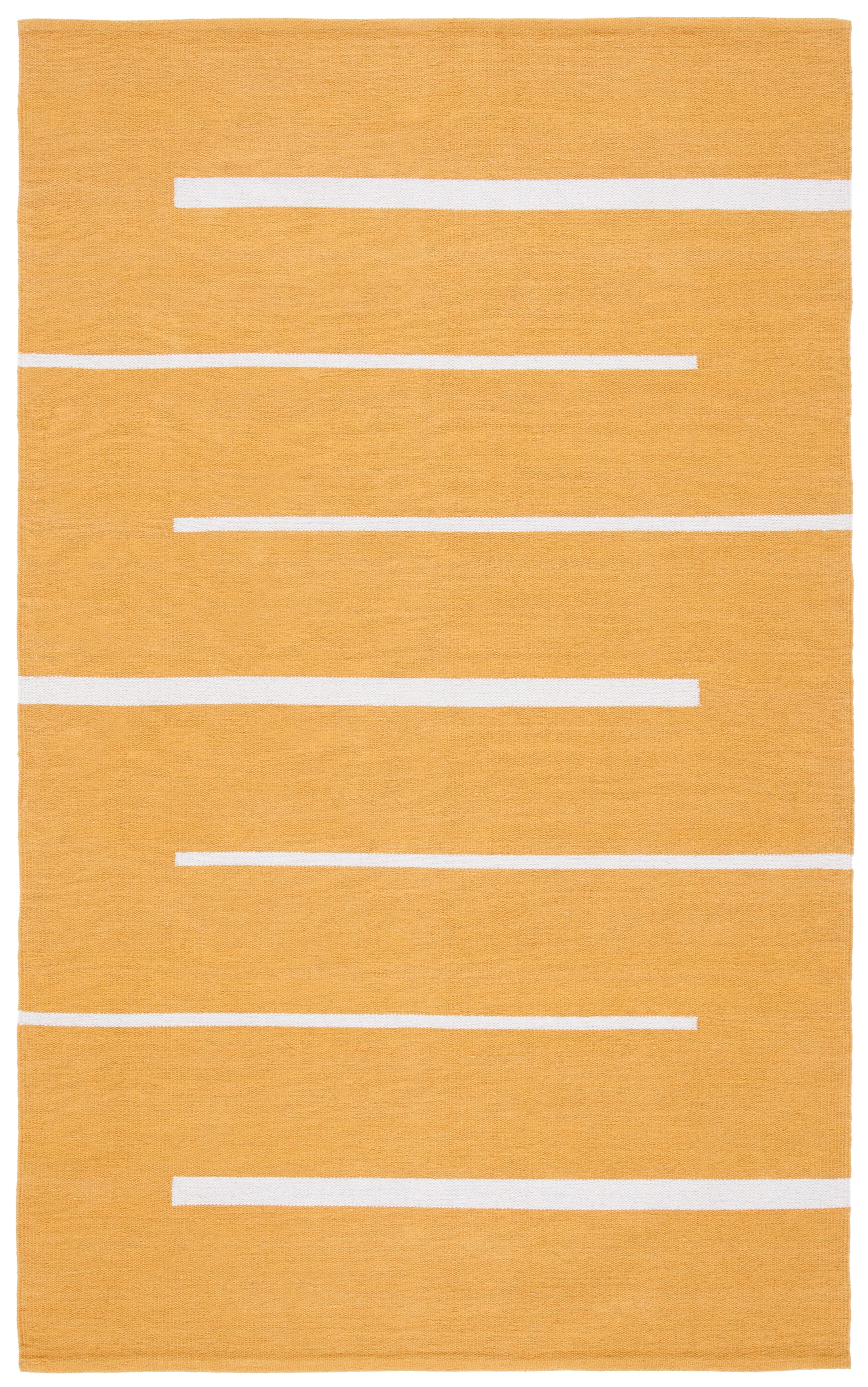 Ivory and Gold Flat Woven Handmade Rectangular Rug 6' x 9'