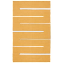 SAFAVIEH Montauk Oswald Geometric Striped Cotton Area Rug, Gold/Ivory, 6' x 9'