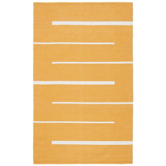 SAFAVIEH Montauk Oswald Geometric Striped Cotton Area Rug, Gold/Ivory, 6' x 9'