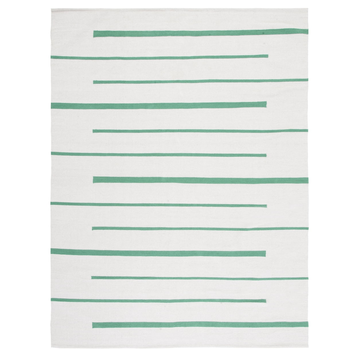 SAFAVIEH Montauk Oswald Geometric Striped Cotton Area Rug, Ivory/Dark Green, 3' x 5'