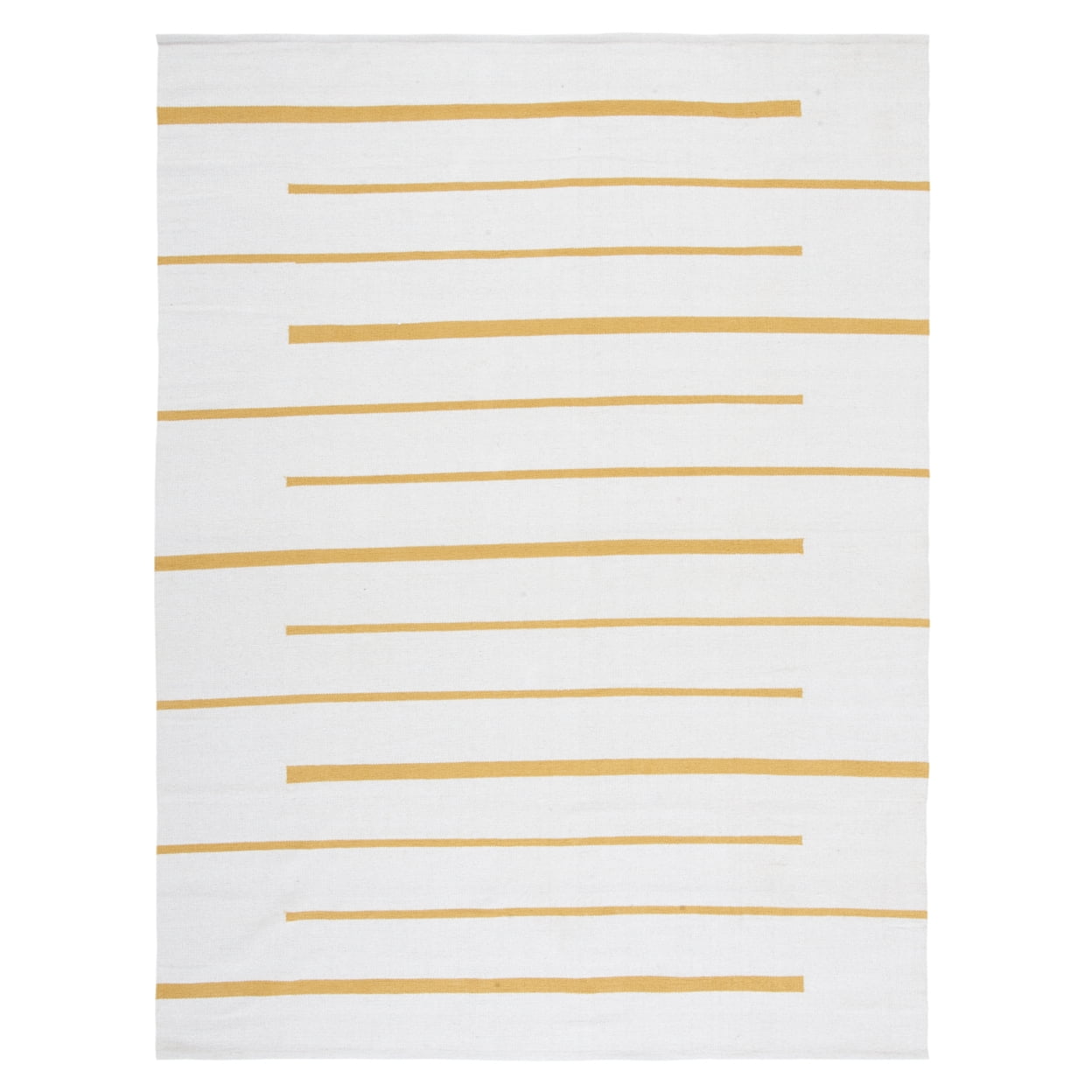 Handwoven Ivory and Gold Cotton Round Area Rug, 6' x 6'