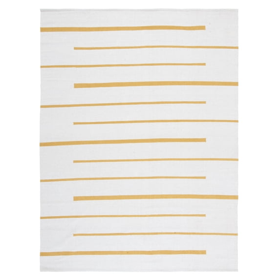 SAFAVIEH Montauk Oswald Geometric Striped Cotton Area Rug, Ivory/Gold, 6' x 6' Round