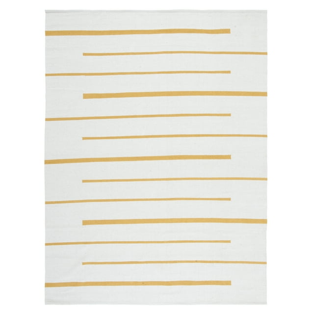 SAFAVIEH Montauk Oswald Geometric Striped Cotton Area Rug, Ivory/Gold, 6' x 9'