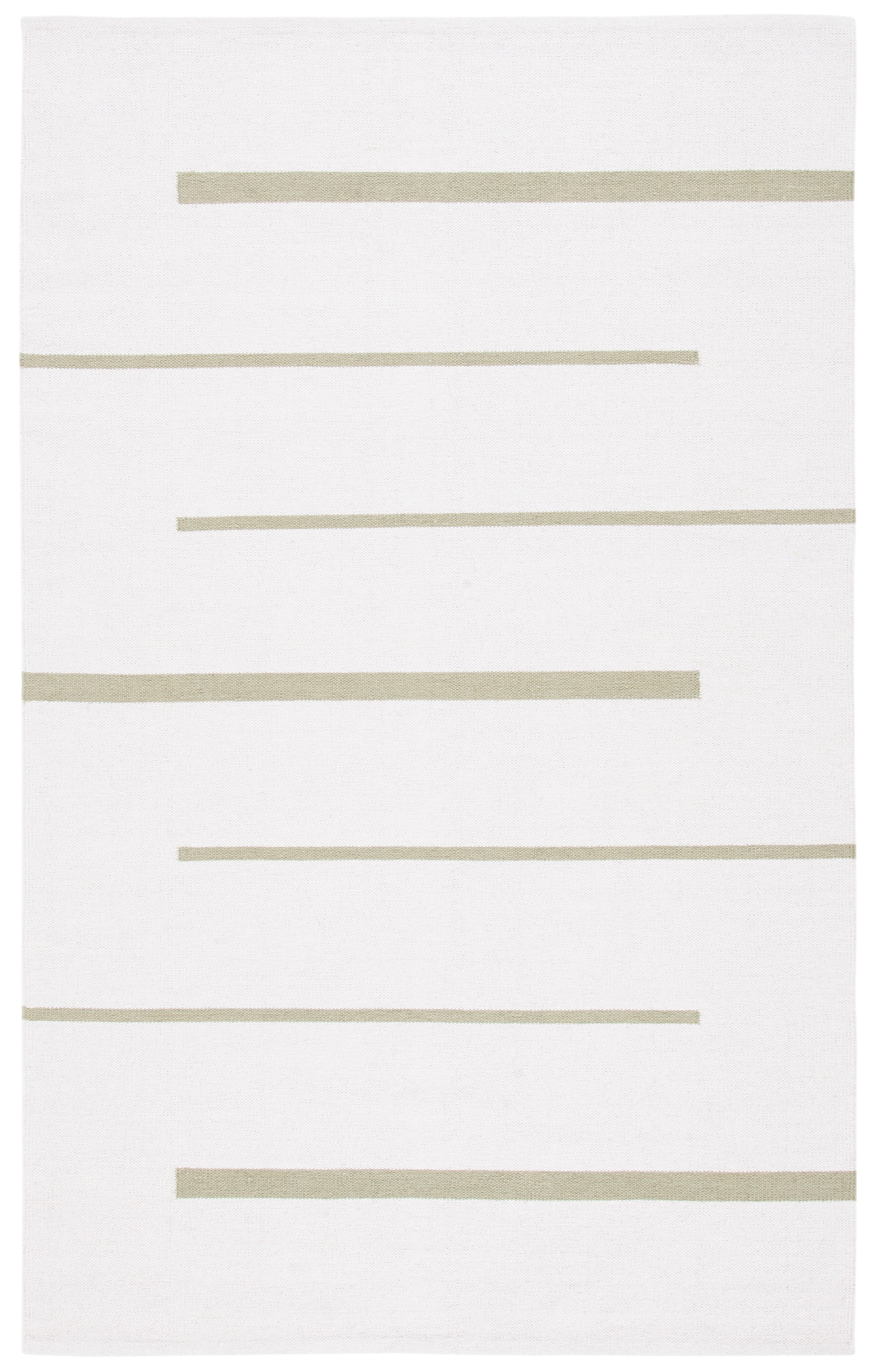 SAFAVIEH Montauk Oswald Geometric Striped Cotton Area Rug, Ivory/Light Green, 3' x 5'