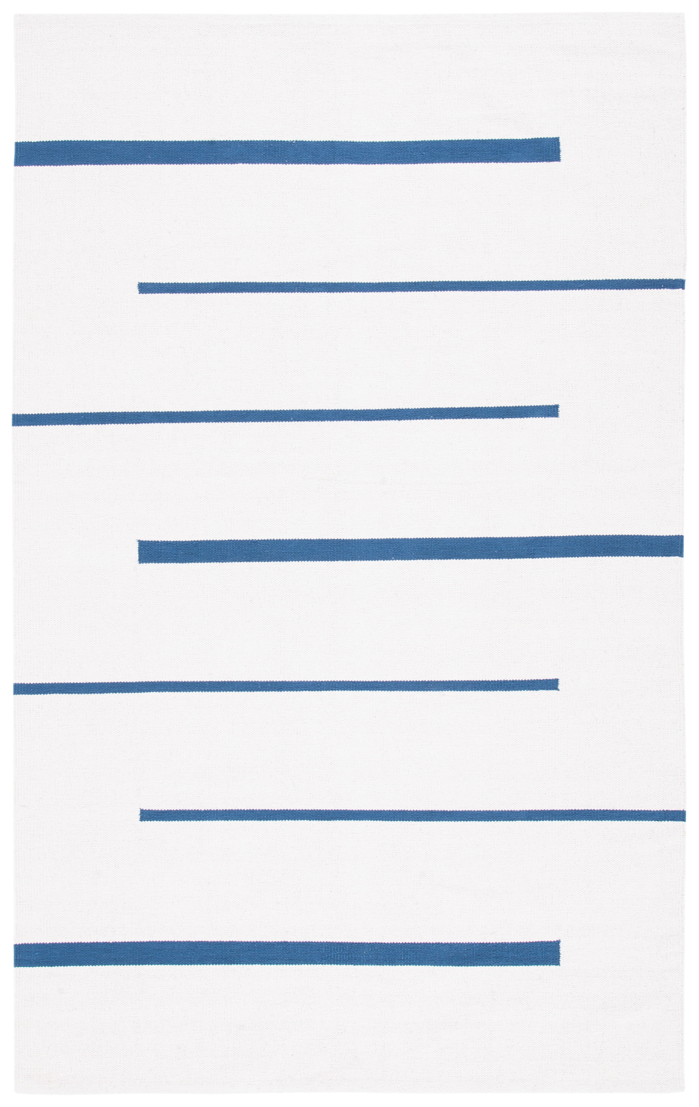 SAFAVIEH Montauk Oswald Geometric Striped Cotton Area Rug, Ivory/Navy, 6' x 9'