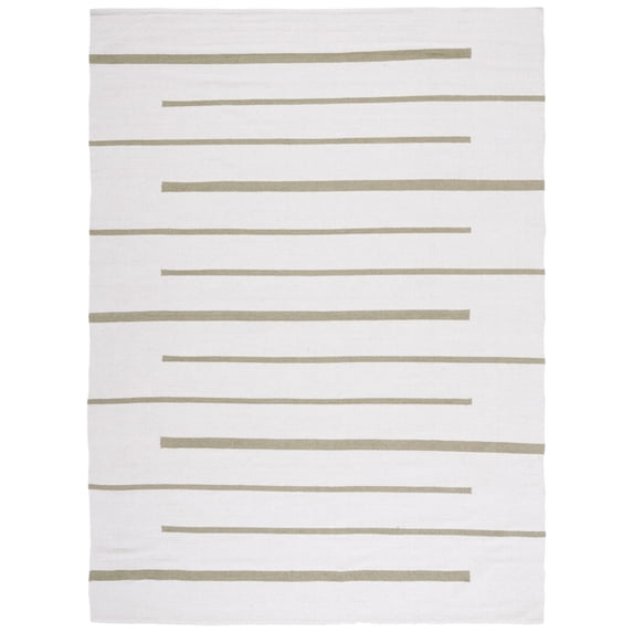 SAFAVIEH Montauk Oswald Geometric Striped Cotton Area Rug, Light Green/Ivory, 3' x 5'