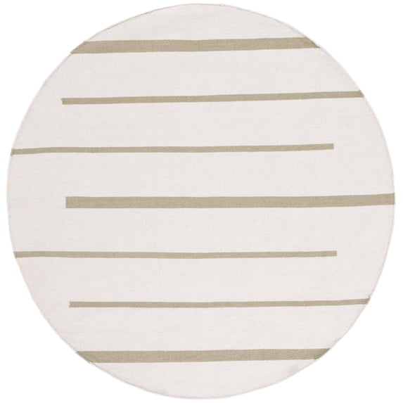SAFAVIEH Montauk Oswald Geometric Striped Cotton Area Rug, Light Green/Ivory, 6' x 6' Round