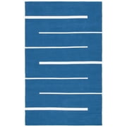 SAFAVIEH Montauk Oswald Geometric Striped Cotton Area Rug, Navy/Ivory, 3' x 5'