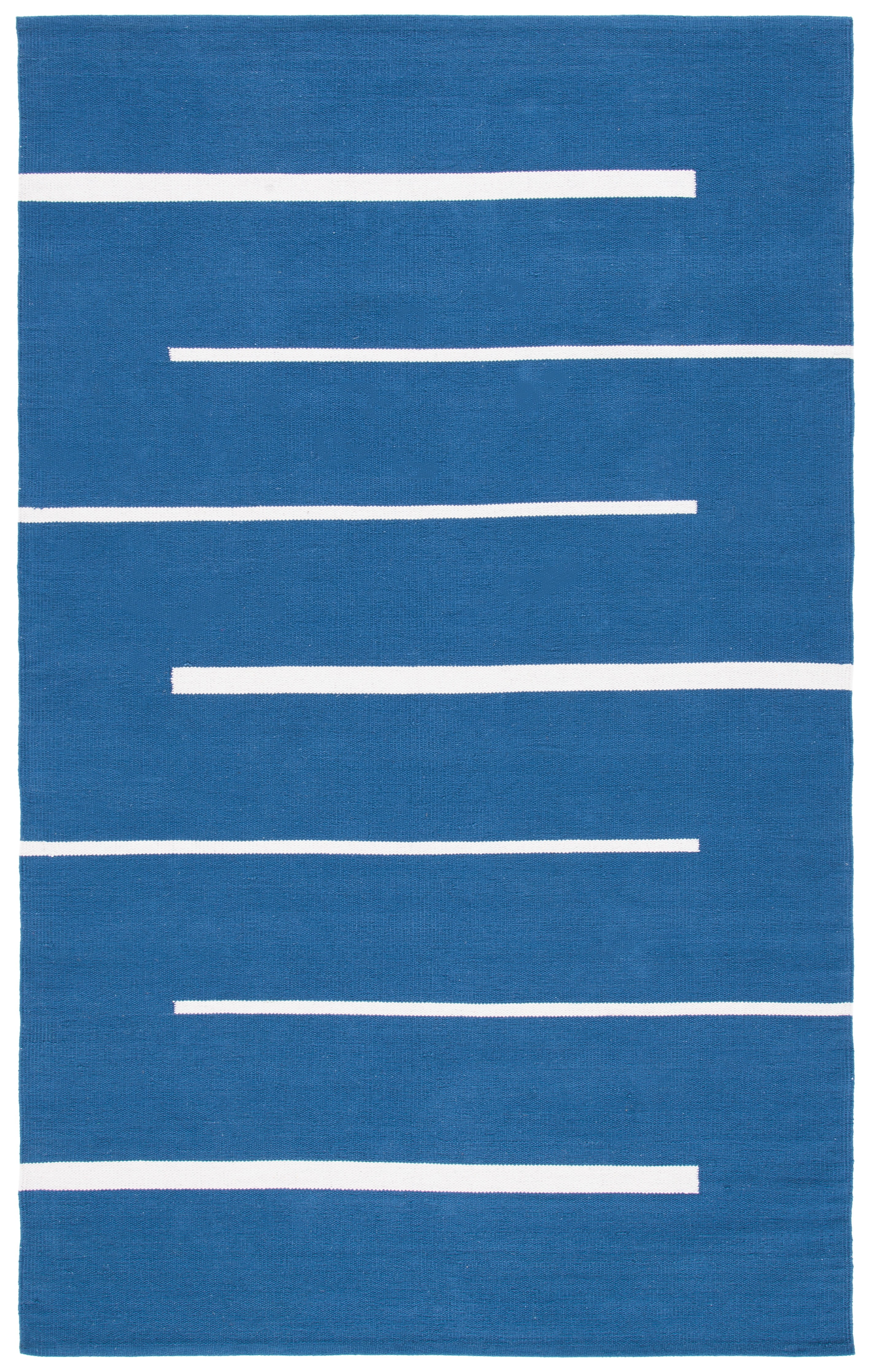 Navy and Ivory Handwoven Cotton Area Rug, 5' x 8'