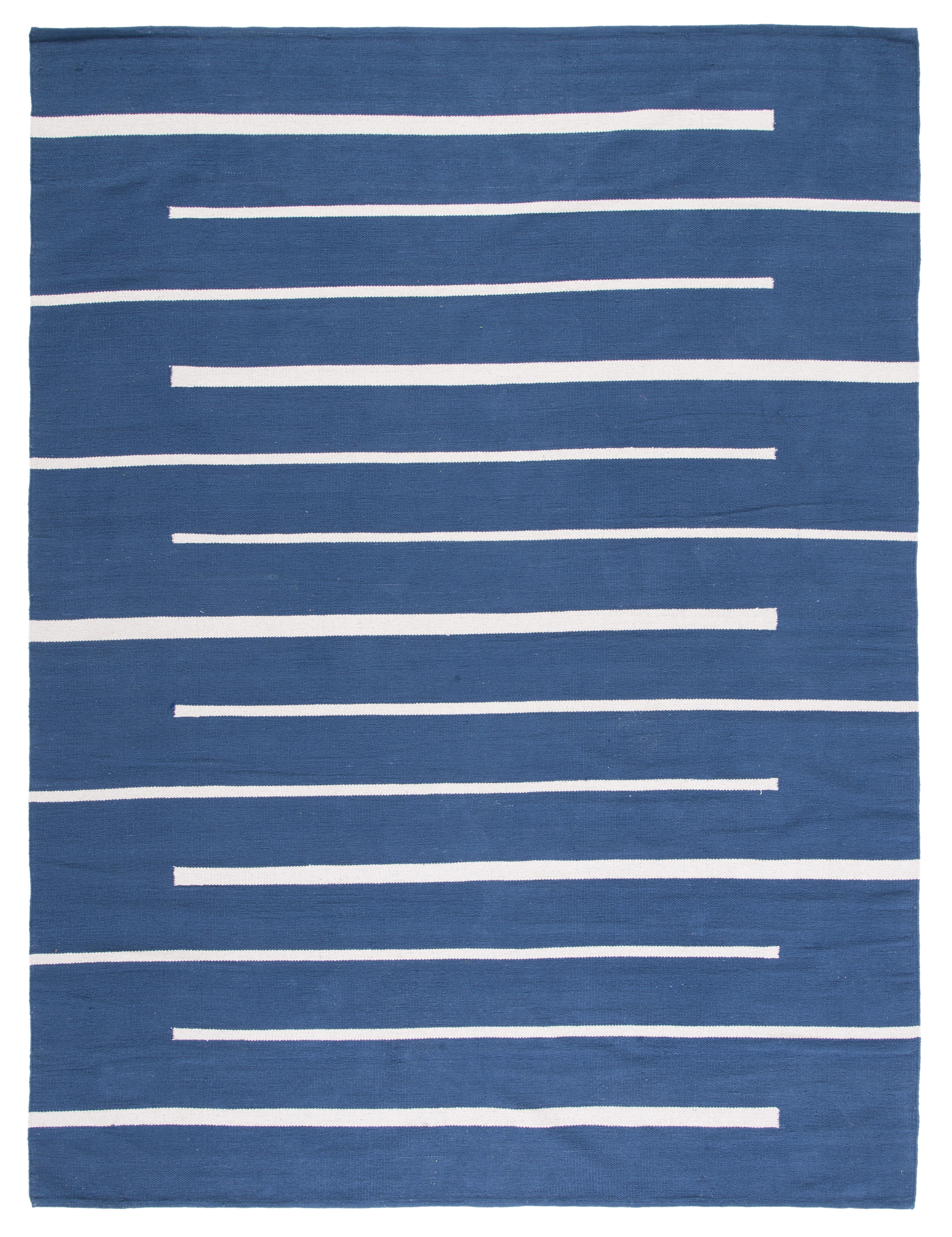 SAFAVIEH Montauk Oswald Geometric Striped Cotton Area Rug, Navy/Ivory, 8' x 10'