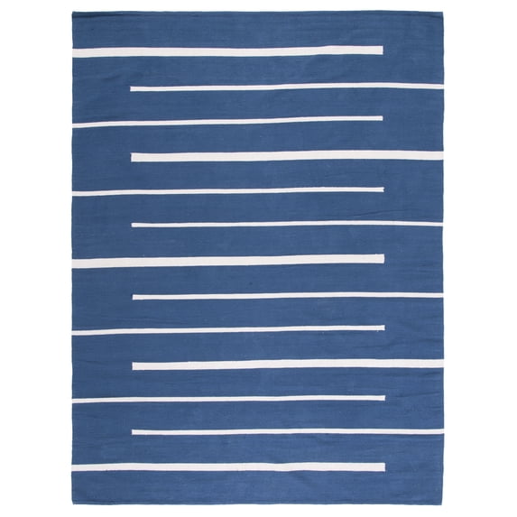 SAFAVIEH Montauk Oswald Geometric Striped Cotton Area Rug, Navy/Ivory, 8' x 10'