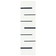 SAFAVIEH Montauk Oswald Geometric Striped Cotton Runner Rug, Ivory/Black, 2'3" x 6'